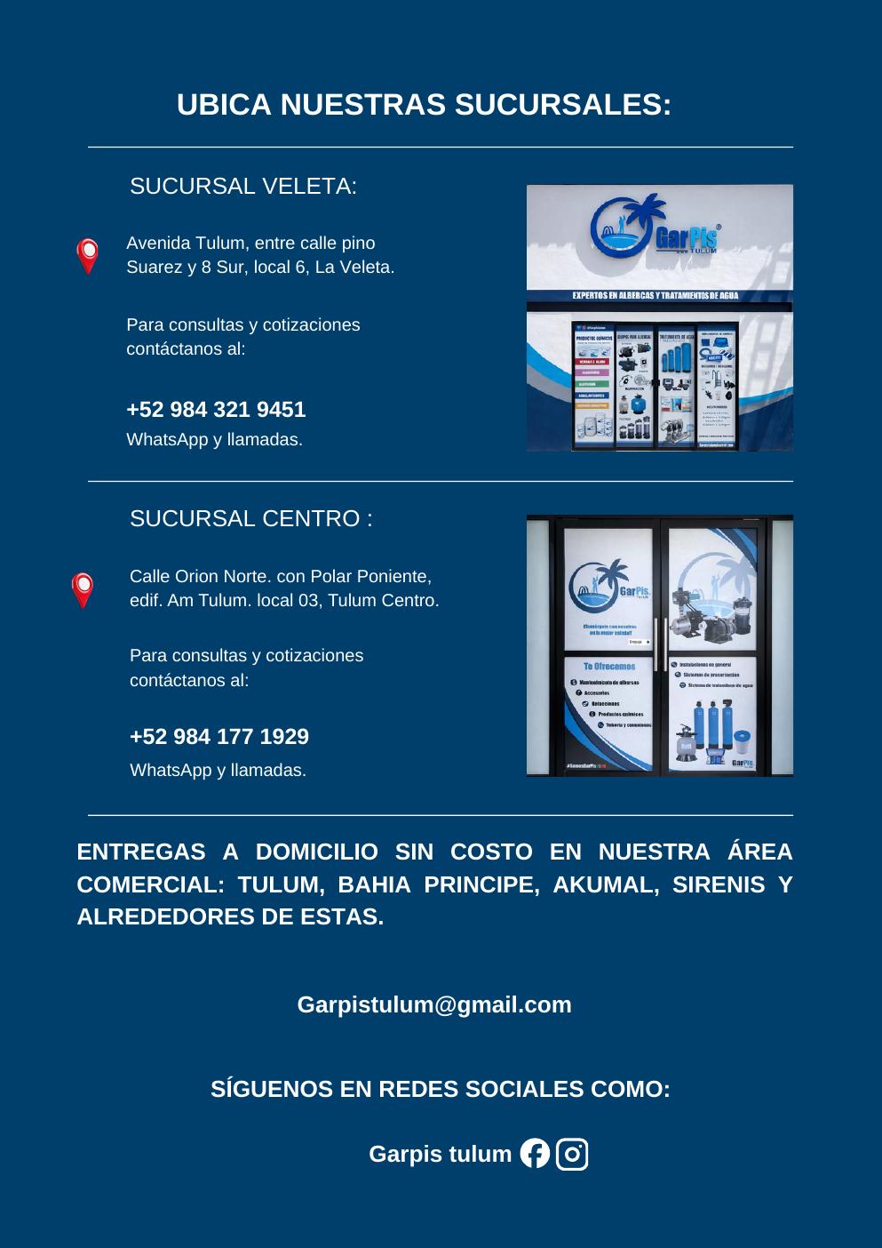 Sucursales Garpis Tulum en el catalogo